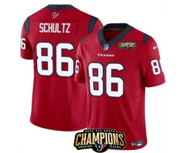 Men Houston Texans #86 Dalton Schultz Red 2023 F U S E AFC South Champions Patch Vapor Untouchable Limited Stitched Football Jersey