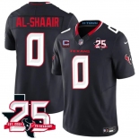 Men's Houston Texans #0 Azeez Al-Shaair Navy 2nd Alternate 2026 With 25th Anniversary Patch And 4-Star C Patch F.U.S.E. Vapor Limited Football Stitched Jer Men's Houston Texans #0 Azeez Al-Shaair Navy 2nd Alternate 2026 With 25th Anniversary Patch And 4-Star C Patch F.U.S.E. Vapor Limited Football Stitched Jer