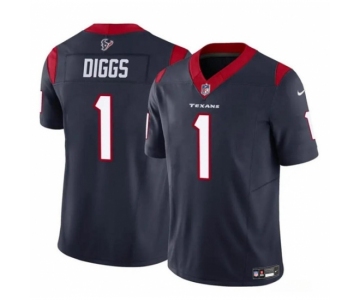 Men's Houston Texans #1 Stefon Diggs Navy 2024 F.U.S.E Vapor Untouchable Limited Football Stitched Jersey