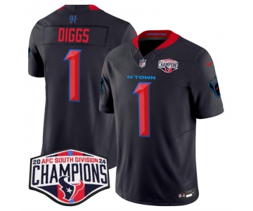 Men's Houston Texans #1 Stefon Diggs Navy 2nd Alternate F.U.S.E. 2024 AFC South Division Champions Vapor Limited Stitched Football Jersey