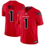 Men's Houston Texans #1 Tank Dell Red 2024 Alternate Vapor F.U.S.E. Limited Football Stitched Jersey