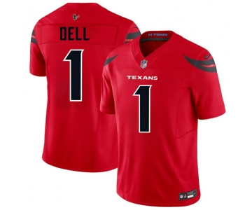 Men's Houston Texans #1 Tank Dell Red 2024 Alternate Vapor F.U.S.E. Limited Football Stitched Jersey