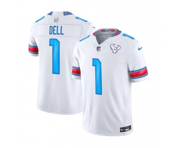 Men's Houston Texans #1 Tank Dell White 2026 F.U.S.E. Rivalries Collection Limited Football Stitched Jersey