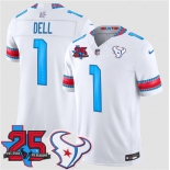 Men's Houston Texans #1 Tank Dell White 2026 F.U.S.E. Rivalries Collection With 25th Anniversary Patch Limited Football Stitched Jersey Men's Houston Texans #1 Tank Dell White 2026 F.U.S.E. Rivalries Collection With 25th Anniversary Patch Limited Football Stitched Jersey