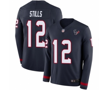 Men's Houston Texans #12 Kenny Stills Limited Navy Blue Therma Long Sleeve Football Jersey