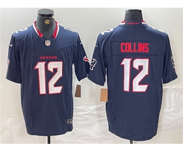 Men's Houston Texans #12 Nico Collins Navy F.U.S.E. Vapor Limited Football Stitched Jersey