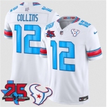 Men's Houston Texans #12 Nico Collins White 2026 F.U.S.E.Rivalries Collection With 25th Anniversary Patch Limited Football Stitched Jersey Men's Houston Texans #12 Nico Collins White 2026 F.U.S.E.Rivalries Collection With 25th Anniversary Patch Limited Football Stitched Jersey