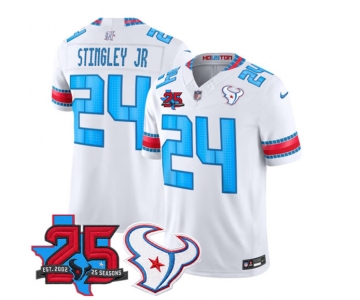 Men's Houston Texans #24 Derek Stingley Jr. White 2026 F.U.S.E. Rivalries Collection With 25th Anniversary Patch Limited Football Stitched Jersey