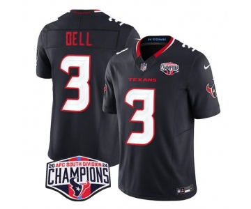Men's Houston Texans #3 Tank Dell Navy F.U.S.E. 2024 AFC South Division Champions Vapor Limited Stitched Football Jersey
