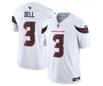 Men's Houston Texans #3 Tank Dell White 2024 Vapor F.U.S.E. Limited Stitched Jersey