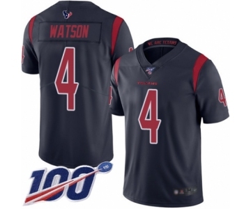 Men's Houston Texans #4 Deshaun Watson Limited Navy Blue Rush Vapor Untouchable 100th Season Football Jersey