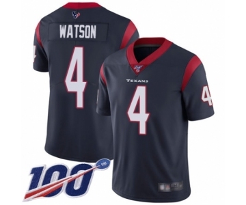 Men's Houston Texans #4 Deshaun Watson Navy Blue Team Color Vapor Untouchable Limited Player 100th Season Football Jersey