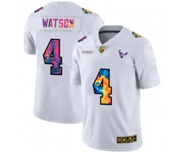 Men's Houston Texans #4 Deshaun Watson White Multi-Color 2020 Football Crucial Catch Limited Football Jersey