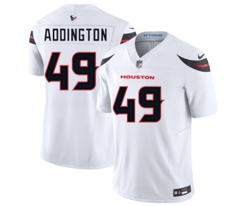 Men's Houston Texans #49 Tucker Addington White 2025 F.U.S.E. Vapor Limited Football Stitched Jersey