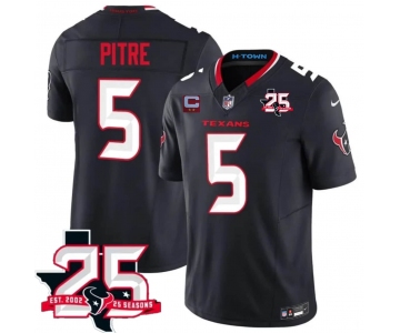 Men's Houston Texans #5 Jalen Pitre Navy 2nd Alternate 2026 With 25th Anniversary Patch And 2-Star C Patch F.U.S.E. Vapor Limited Football Stitched Jersey
