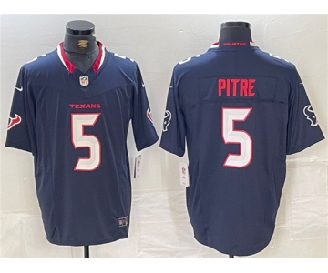 Men's Houston Texans #5 Jalen Pitre Navy F.U.S.E. Vapor Limited Football Stitched Jersey