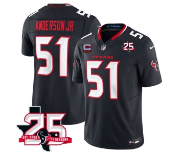 Men's Houston Texans #51 Will Anderson Jr Navy 2nd Alternate 2026 With 25th Anniversary Patch And 4-Star C Patch F.U.S.E. Vapor Limited Football Stitched J