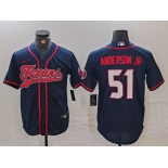 Men's Houston Texans #51 Will Anderson Jr. Navy With Patch Cool Base Stitched Baseball Jersey