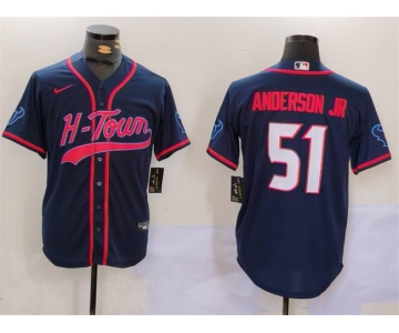 Men's Houston Texans #51 Will Anderson Jr. Navy With Patch Cool Base Stitched Baseball Jerseys