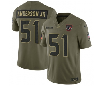 Men's Houston Texans #51 Will Anderson Jr. Olive 2025 F.U.S.E. Salute to Service Limited Football Stitched Jersey