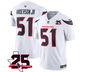Men's Houston Texans #51 Will Anderson Jr. White 2026 F.U.S.E. With 25th Anniversary Patch Limited Football Stitched Jersey