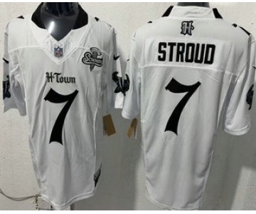 Men's Houston Texans #7 CJ Stroud Limited White Screwstan FUSE Vapor Jersey
