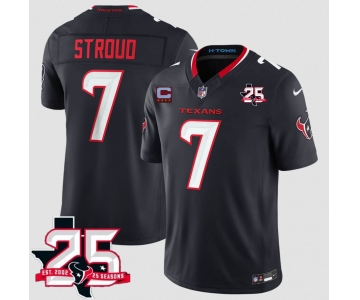 Men's Houston Texans #7 C.J. Stroud Navy 2nd Alternate 2026 With 25th Anniversary Patch And 4-Star C Patch F.U.S.E. Vapor Limited Football Stitched Jersey