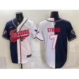 Men's Houston Texans #7 C.J. Stroud Navy White Split With Patch Cool Base Stitched Baseball Jersey Men's Houston Texans #7 C.J. Stroud Navy White Split With Patch Cool Base Stitched Baseball Jersey