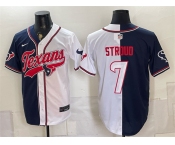Men's Houston Texans #7 C.J. Stroud Navy White Split With Patch Cool Base Stitched Baseball Jersey Men's Houston Texans #7 C.J. Stroud Navy White Split With Patch Cool Base Stitched Baseball Jersey