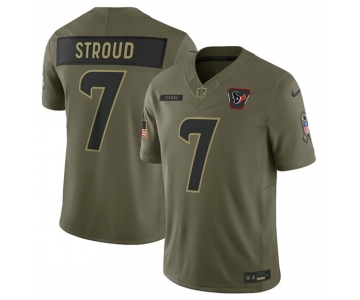 Men's Houston Texans #7 C.J. Stroud Olive 2025 Salute to Service Limited Football Stitched Jersey