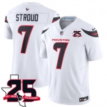 Men's Houston Texans #7 C.J. Stroud White 2026 F.U.S.E. With 25th Anniversary Patch Limited Football Stitched Jersey Men's Houston Texans #7 C.J. Stroud White 2026 F.U.S.E. With 25th Anniversary Patch Limited Football Stitched Jersey