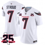 Men's Houston Texans #7 C.J. Stroud White 2026 With 25th Anniversary Patch And 4-Star C Patch F.U.S.E. Vapor Limited Football Stitched Jersey Men's Houston Texans #7 C.J. Stroud White 2026 With 25th Anniversary Patch And 4-Star C Patch F.U.S.E. Vapor Limited Football Stitched Jersey