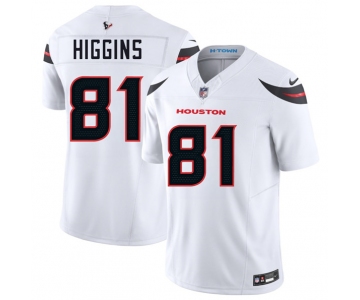 Men's Houston Texans #81 Jayden Higgins White 2025 Draft Vapor F.U.S.E. Limited Football Stitched Jersey