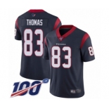 Men's Houston Texans #83 Jordan Thomas Navy Blue Team Color Vapor Untouchable Limited Player 100th Season Football Jersey