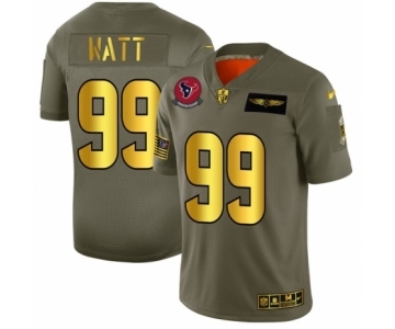 Men's Houston Texans #99 J.J. Watt Limited Olive Gold 2019 Salute to Service Football Jersey