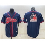 Men's Houston Texans Navy Team Big Logo With Patch Cool Base Stitched Baseball Jersey