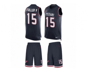 Men's Nike Houston Texans #15 Will Fuller V Limited Navy Blue Tank Top Suit NFL Jersey