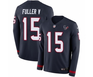 Men's Nike Houston Texans #15 Will Fuller V Limited Navy Blue Therma Long Sleeve NFL Jersey
