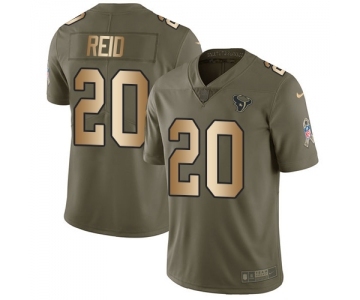 Men's Nike Houston Texans #20 Justin Reid Limited Olive Gold 2017 Salute to Service NFL Jersey