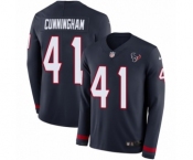 Men's Nike Houston Texans #41 Zach Cunningham Limited Navy Blue Therma Long Sleeve NFL Jersey