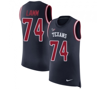 Men's Nike Houston Texans #74 Kendall Lamm Navy Blue Rush Player Name & Number Tank Top NFL Jersey