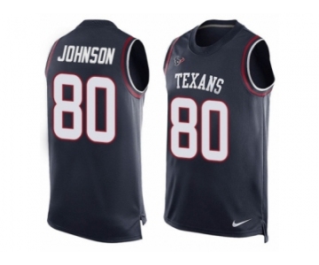 Men's Nike Houston Texans #80 Andre Johnson Limited Navy Blue Player Name & Number Tank Top NFL Jersey