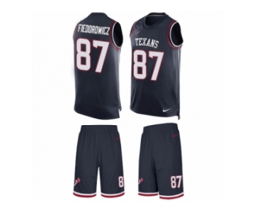 Men's Nike Houston Texans #87 C.J. Fiedorowicz Limited Navy Blue Tank Top Suit NFL Jersey