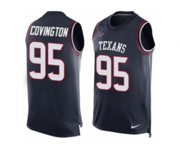 Men's Nike Houston Texans #95 Christian Covington Limited Navy Blue Player Name & Number Tank Top NFL Jersey