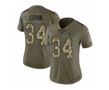 Women Nike Houston Texans #34 Tyler Ervin Limited Olive Camo 2017 Salute to Service NFL Jersey