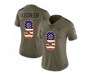Women Nike Houston Texans #9 Shane Lechler Limited Olive USA Flag 2017 Salute to Service NFL Jersey