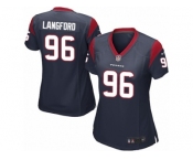 Women Nike Houston Texans #96 Kendall Langford Game Navy Blue Team Color NFL Jersey