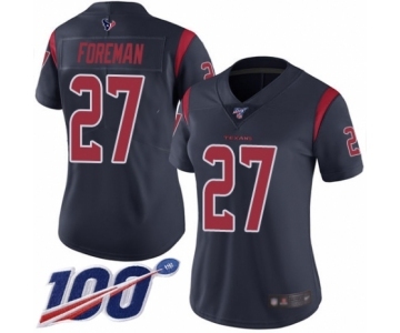 Women's Houston Texans #27 D'Onta Foreman Limited Navy Blue Rush Vapor Untouchable 100th Season Football Jersey
