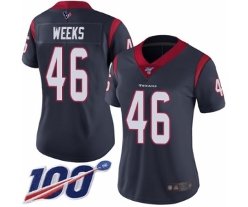Women's Houston Texans #46 Jon Weeks Navy Blue Team Color Vapor Untouchable Limited Player 100th Season Football Jersey