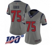 Women's Houston Texans #75 Martinas Rankin Limited Gray Inverted Legend 100th Season Football Jersey